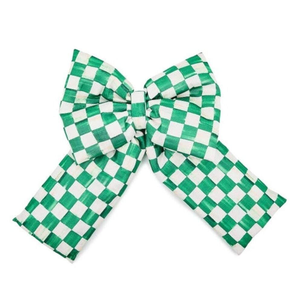 NEW Mackenzie-Childs Green Check Large Bow 12x17 Christmas Holiday